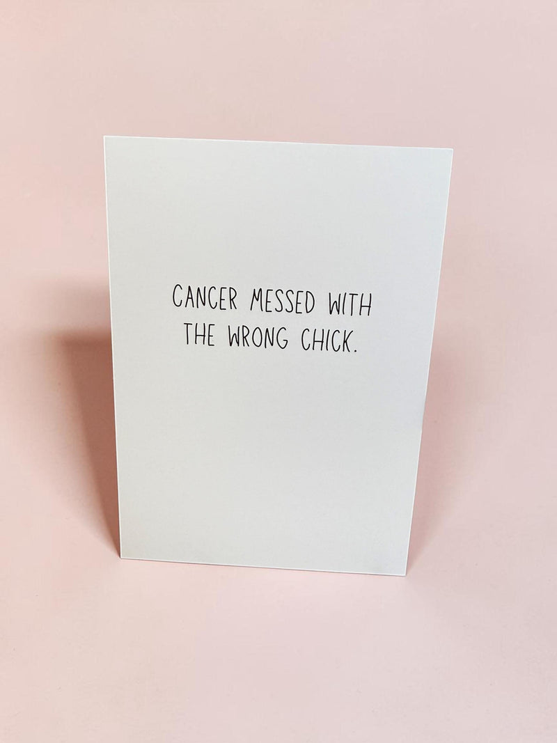 Cancer Support Card – “Cancer Messed With the Wrong Chick” – Funny Encouragement Card, Chemo Support Gift, Strong Woman Card-zoom-