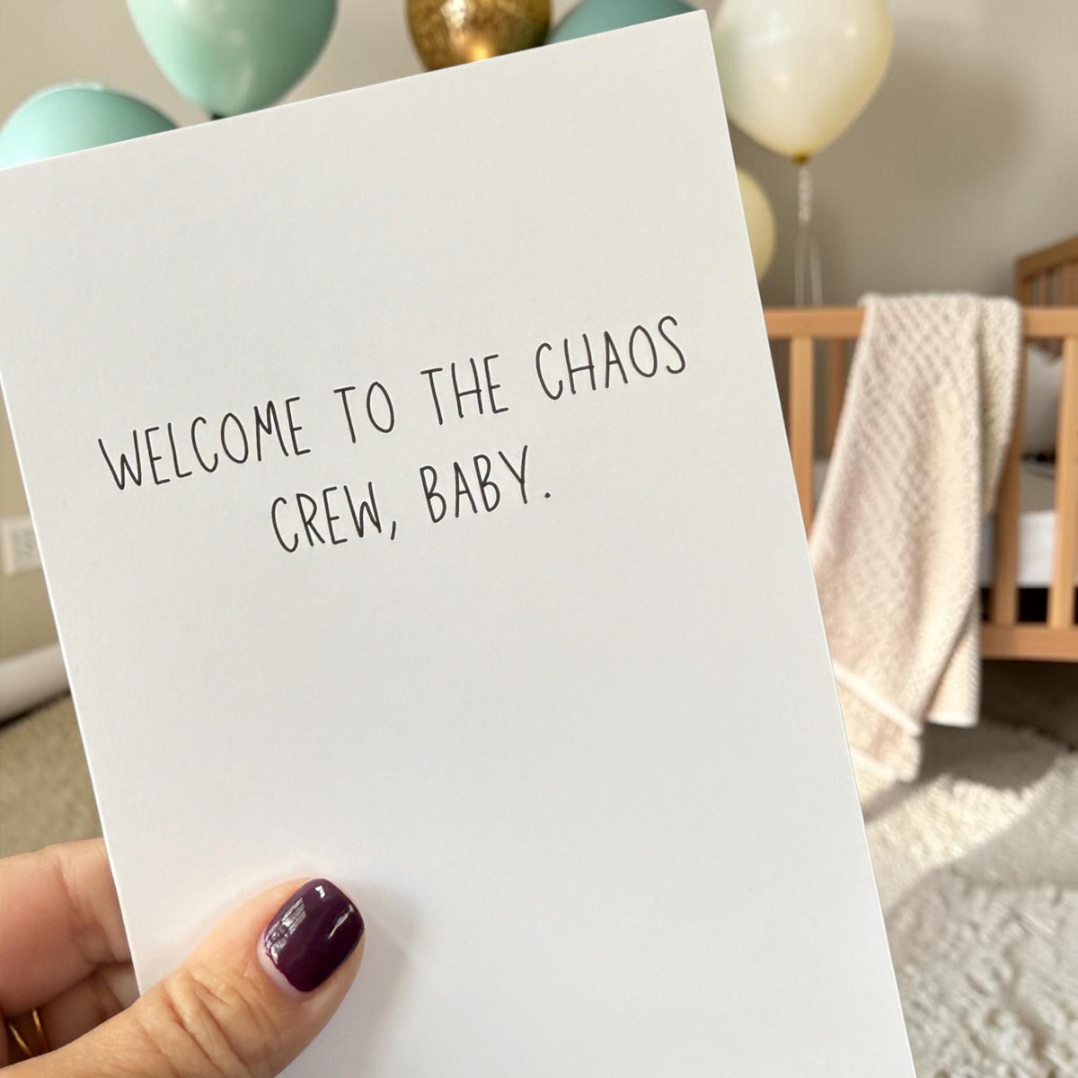 Welcome To The Chaos Crew, Baby - New Baby Card